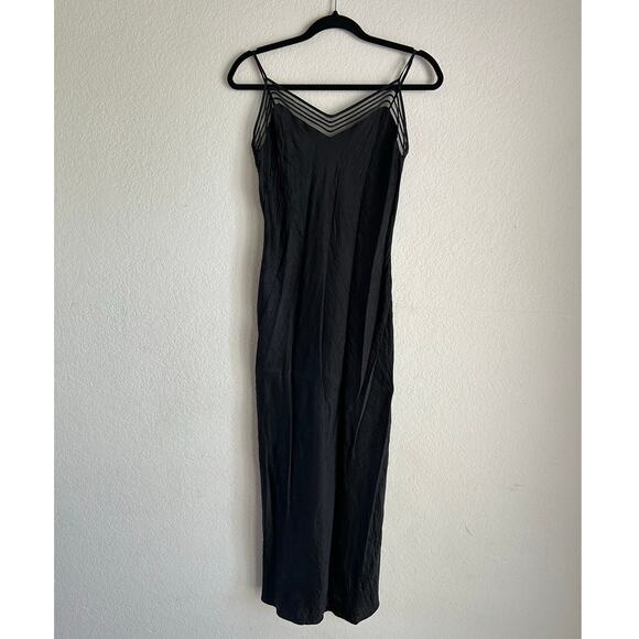 Victoria's Secret Dresses & Skirts - Victorias Secret Vintage Y2K Silk Black Maxi Mesh Neckline Dress Size Medium